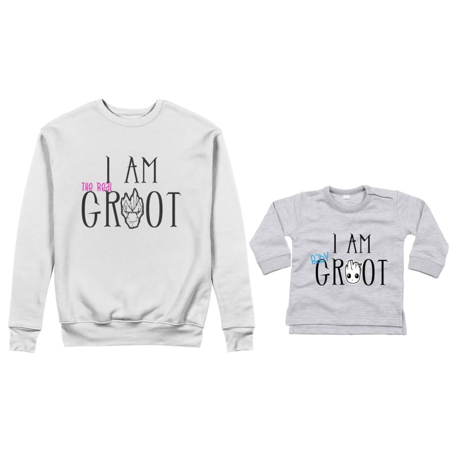Coordinato felpe o body lupetto neonato madre figlio i am the real groot i am baby groot Per la mamma