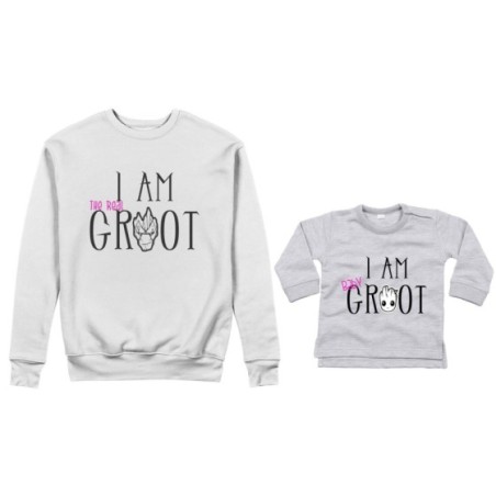 Coordinato felpe o body lupetto neonato madre figlio i am the real groot i am baby groot Per la mamma
