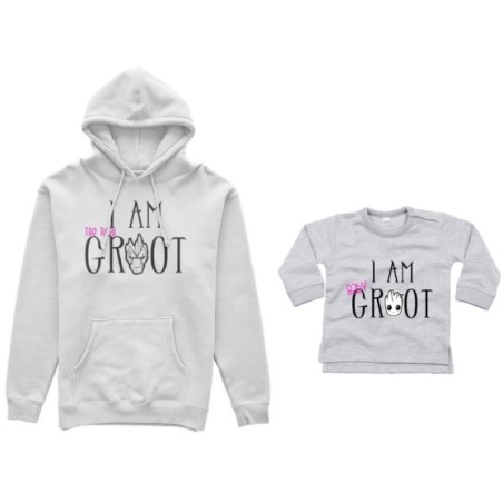 Coordinato felpe o body lupetto neonato madre figlio i am the real groot i am baby groot Per la mamma