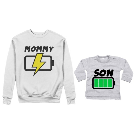 Coordinato felpe o body lupetto neonato madre figlio mommy chaging daughter son full battery Per la mamma 2