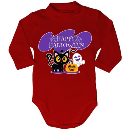 Body lupetto neonato happy halloween con gattino zucca e fantasmino Halloween