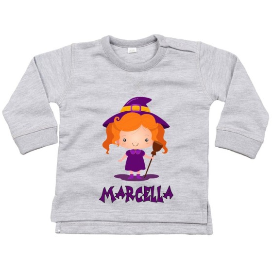 Felpa neonata personalizzata con nome piccola streghetta Halloween