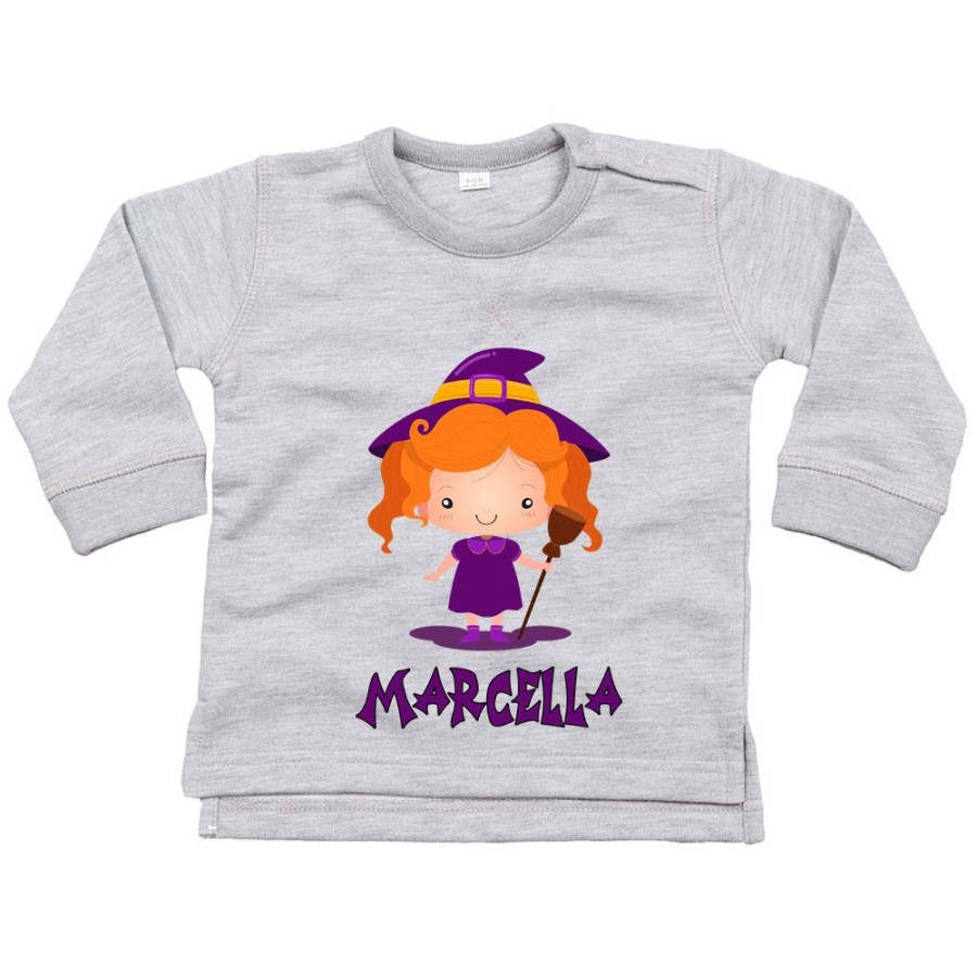 Felpa neonata personalizzata con nome piccola streghetta Halloween