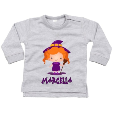 Felpa neonata personalizzata con nome piccola streghetta