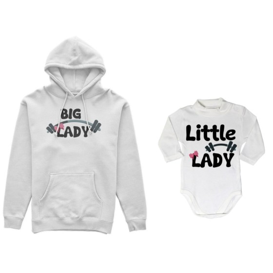 Coordinato felpe o body lupetto neonato madre figlio big lady little lady little man fitness Per la mamma 2