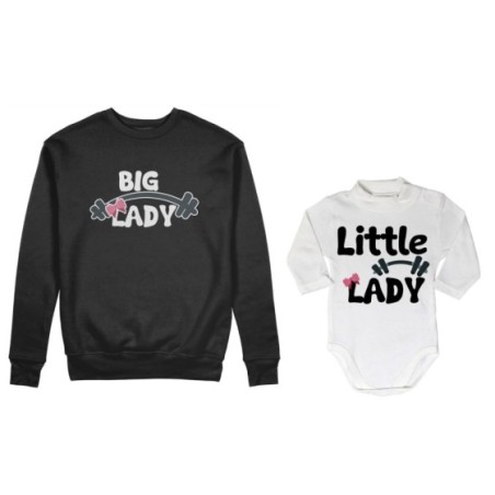 Coordinato felpe o body lupetto neonato madre figlio big lady little lady little man fitness Per la mamma