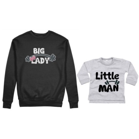 Coordinato felpe o body lupetto neonato madre figlio big lady little lady little man fitness Per la mamma