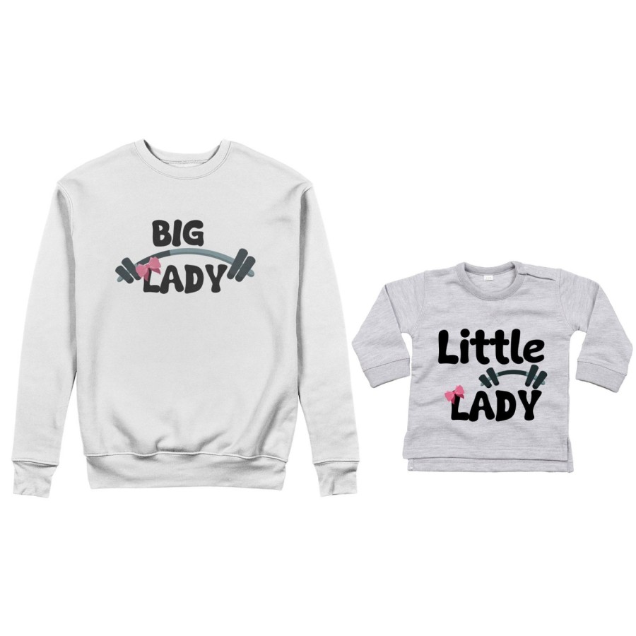 Coordinato felpe o body lupetto neonato madre figlio big lady little lady little man fitness Per la mamma