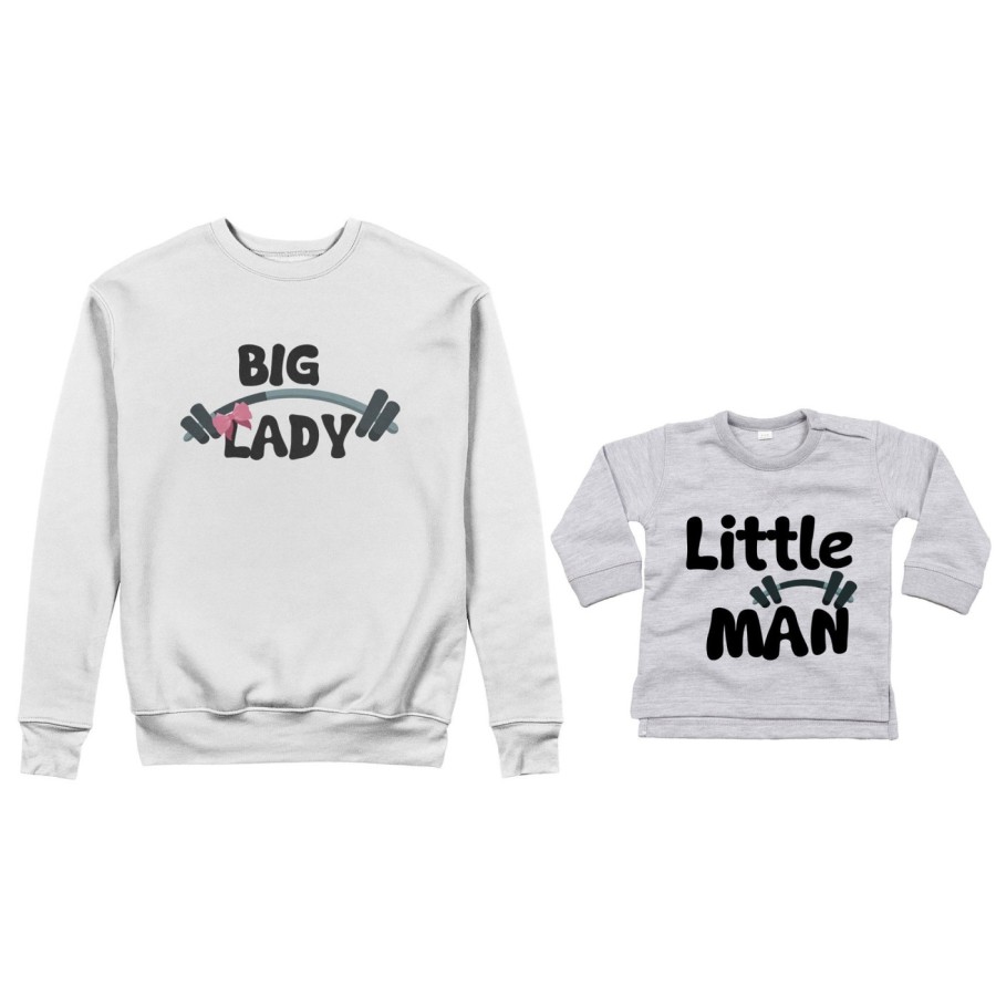 Coordinato felpe o body lupetto neonato madre figlio big lady little lady little man fitness Per la mamma