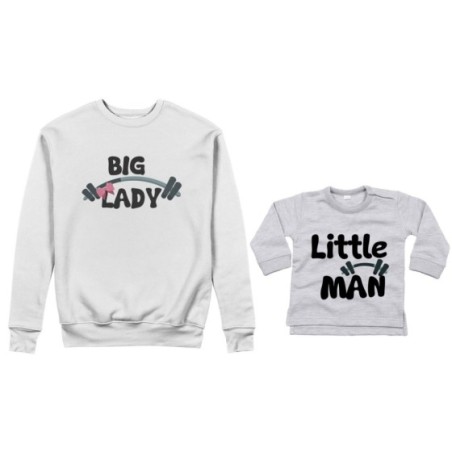Coordinato felpe o body lupetto neonato madre figlio big lady little lady little man fitness Per la mamma