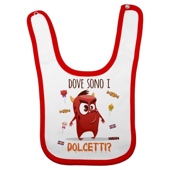 Bavaglino neonato mostriciattolo dove sono i dolcetti? Halloween