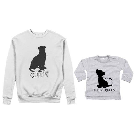 Coordinato felpe o body lupetto madre figlio the queen the future queen lion the future king lion Per la mamma 2