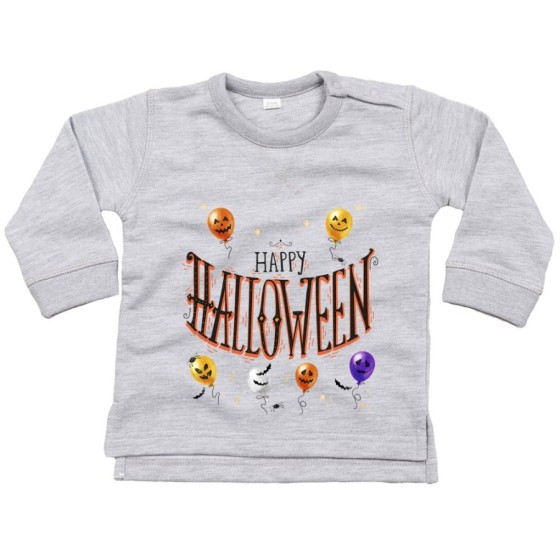 Felpa neonato happy halloween con palloncini terrificanti watercolor Halloween