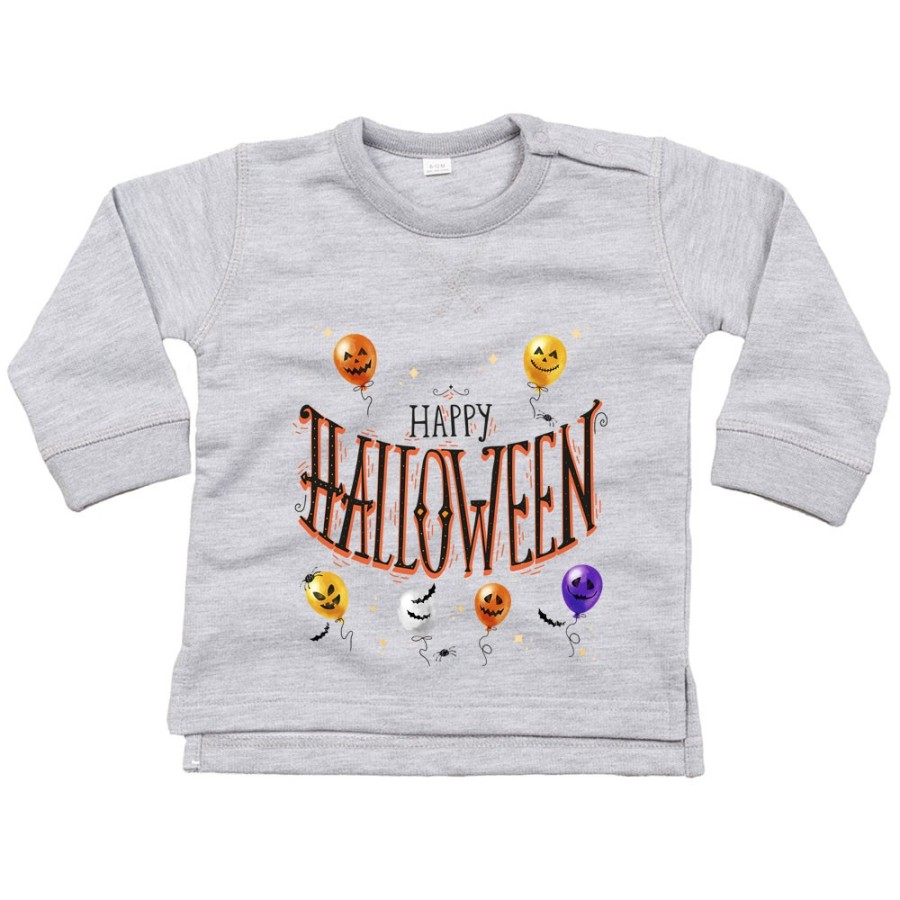 Felpa neonato happy halloween con palloncini terrificanti watercolor Halloween