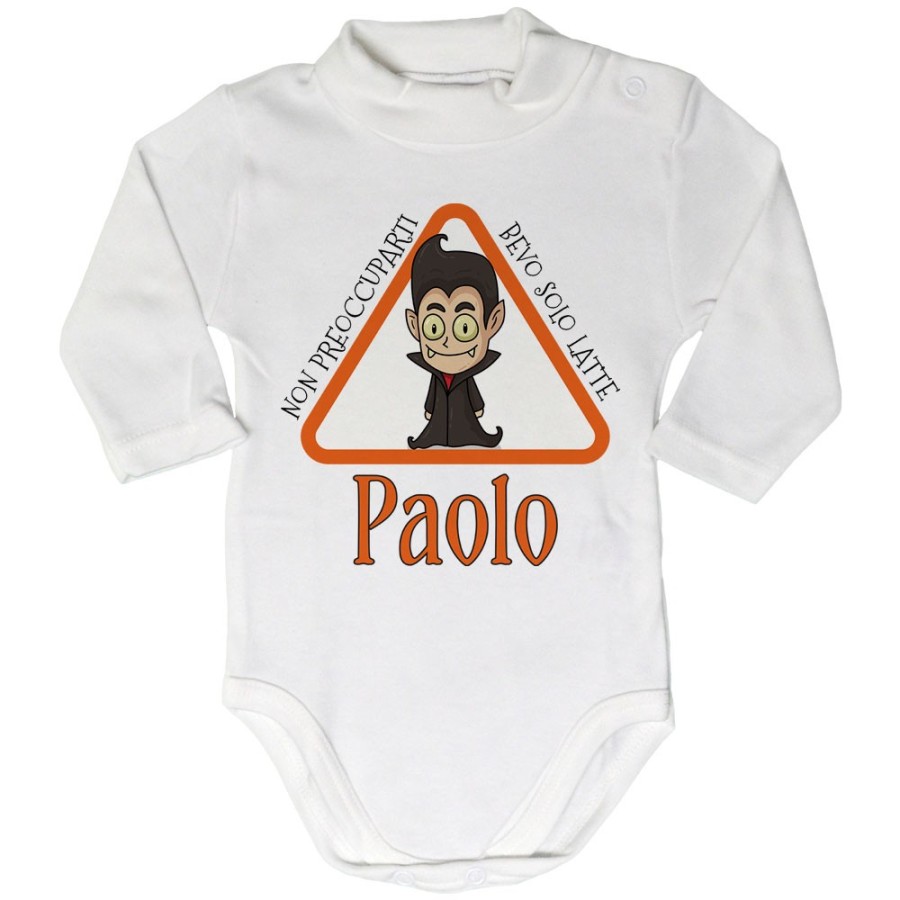 Body lupetto neonato personalizzato con nome non preoccuparti bevo solo latte Halloween