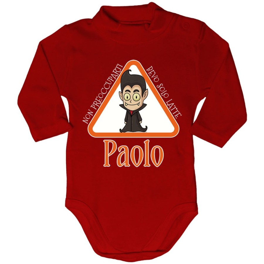 Body lupetto neonato personalizzato con nome non preoccuparti bevo solo latte Halloween