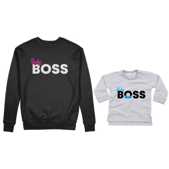 Coordinato felpe o body lupetto neonato madre figlio lady boss little boss Per la mamma 2