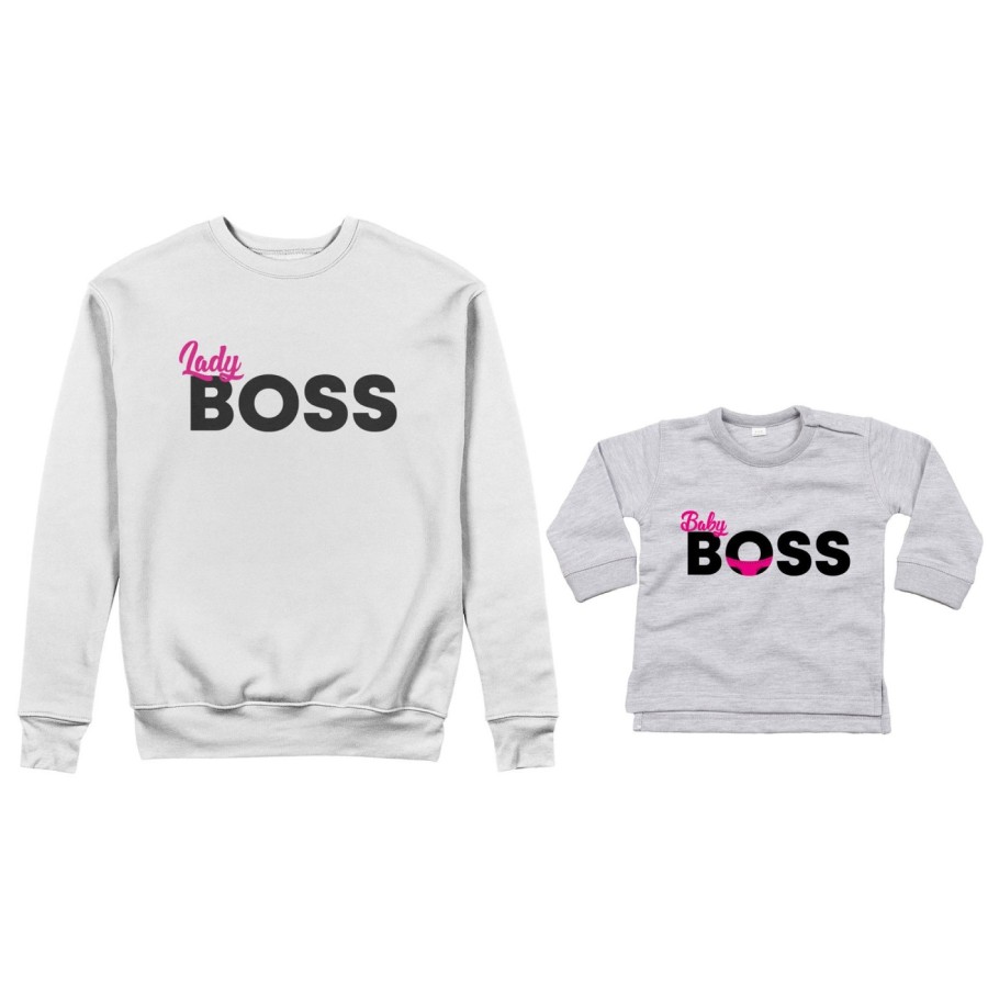 Coordinato felpe o body lupetto neonato madre figlio lady boss little boss Per la mamma