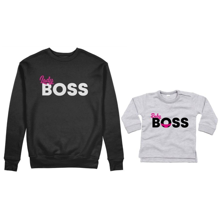 Coordinato felpe o body lupetto neonato madre figlio lady boss little boss Per la mamma