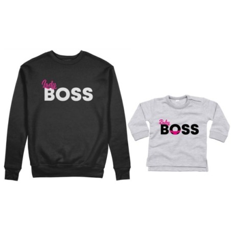 Coordinato felpe o body lupetto neonato madre figlio lady boss little boss Per la mamma