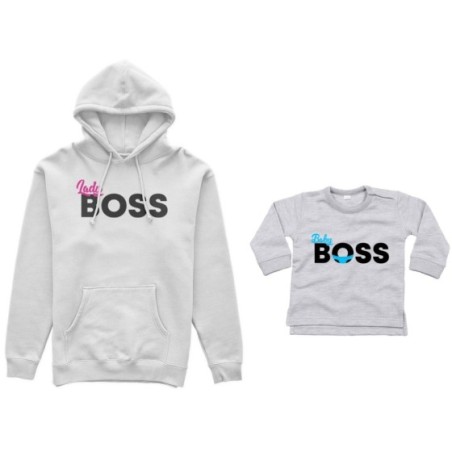 Coordinato felpe o body lupetto neonato madre figlio lady boss little boss Per la mamma
