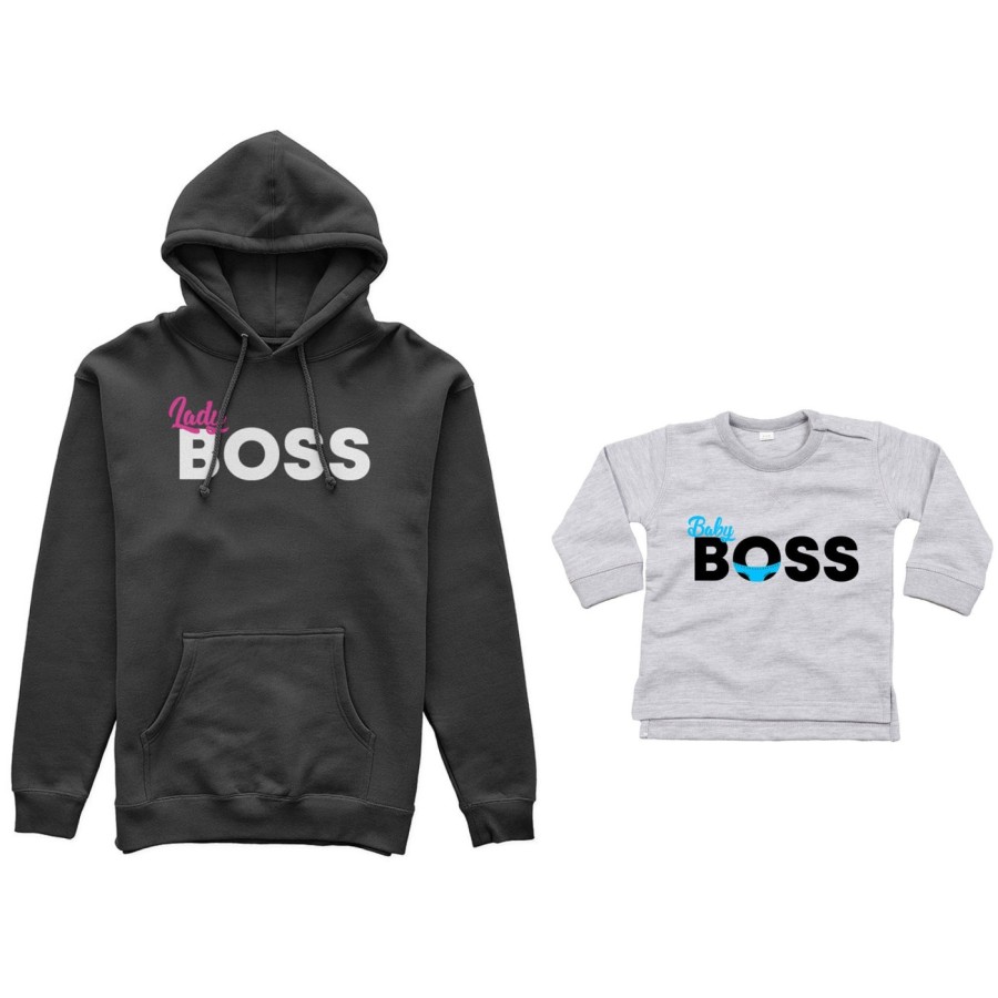 Coordinato felpe o body lupetto neonato madre figlio lady boss little boss Per la mamma