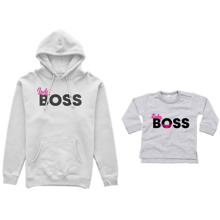 Coordinato felpe o body lupetto neonato madre figlio lady boss little boss Per la mamma