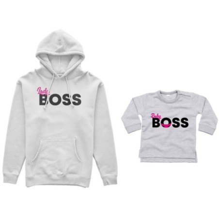 Coordinato felpe o body lupetto neonato madre figlio lady boss little boss Per la mamma