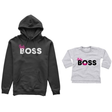 Coordinato felpe o body lupetto neonato madre figlio lady boss little boss Per la mamma