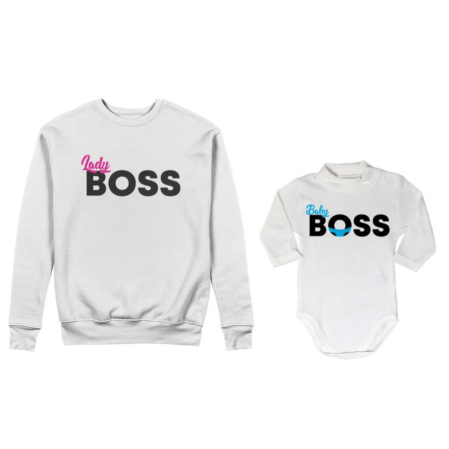 Coordinato felpe o body lupetto neonato madre figlio lady boss little boss Per la mamma