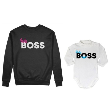 Coordinato felpe o body lupetto neonato madre figlio lady boss little boss Per la mamma