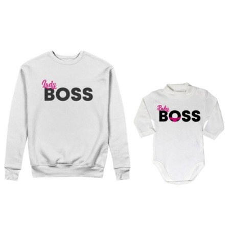 Coordinato felpe o body lupetto neonato madre figlio lady boss little boss Per la mamma