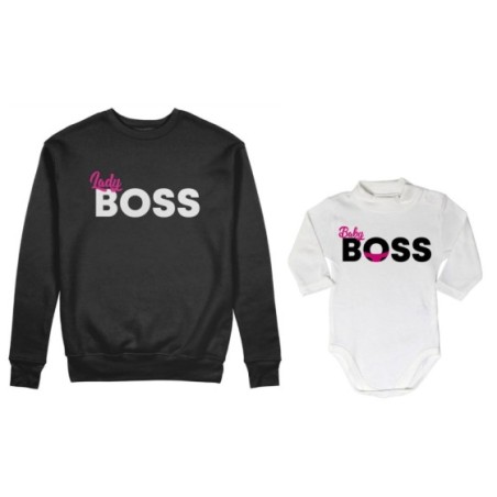 Coordinato felpe o body lupetto neonato madre figlio lady boss little boss Per la mamma