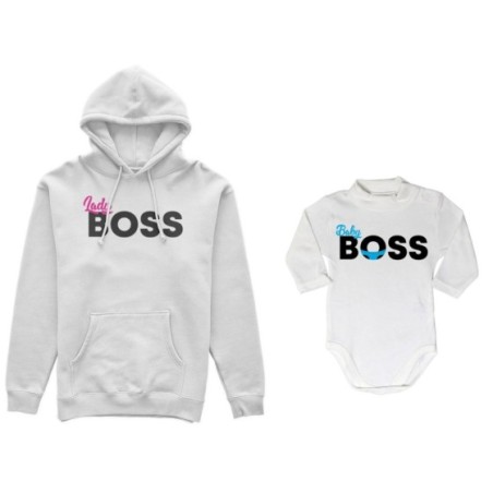 Coordinato felpe o body lupetto neonato madre figlio lady boss little boss Per la mamma