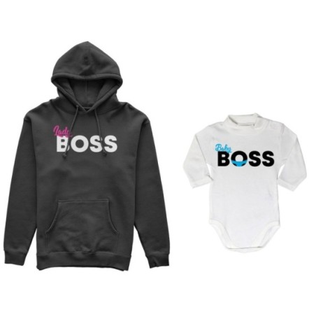 Coordinato felpe o body lupetto neonato madre figlio lady boss little boss Per la mamma