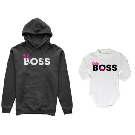 Coordinato felpe o body lupetto neonato madre figlio lady boss little boss Per la mamma