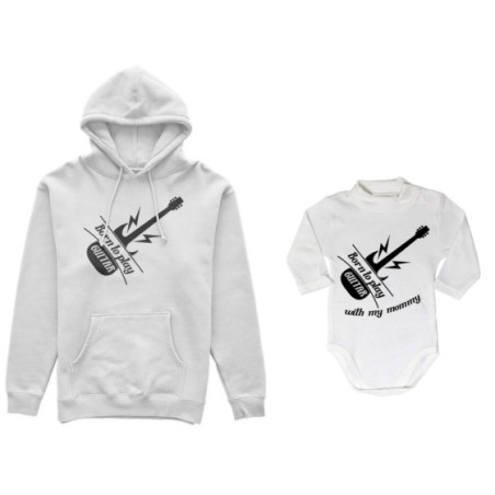 Coordinato felpe o body lupetto madre figlio born to play...