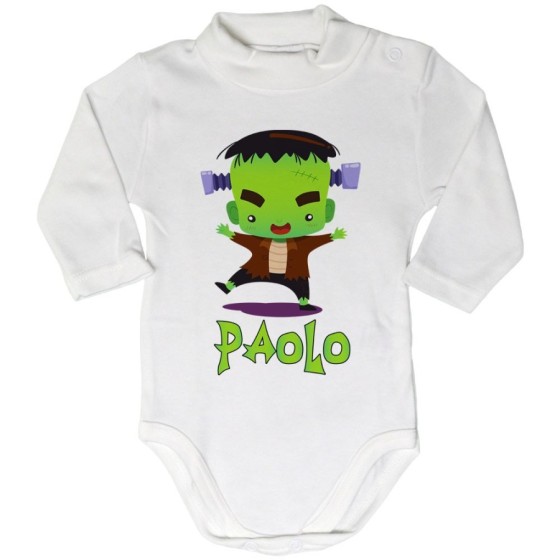 Body lupetto neonato personalizzato con nome piccolo frankenstein Halloween