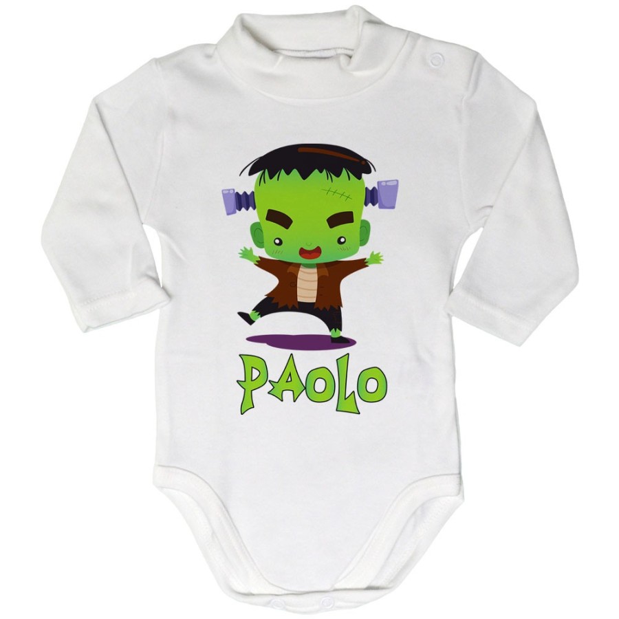 Body lupetto neonato personalizzato con nome piccolo frankenstein Halloween