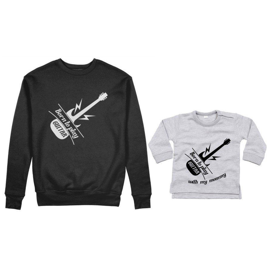 Coordinato felpe o body lupetto madre figlio born to play guitar born to play guitar with my mommy Per la mamma