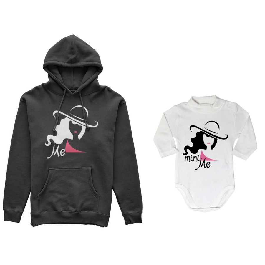 Coordinato felpe o body lupetto neonata madre figlia me model mini me model Per la mamma