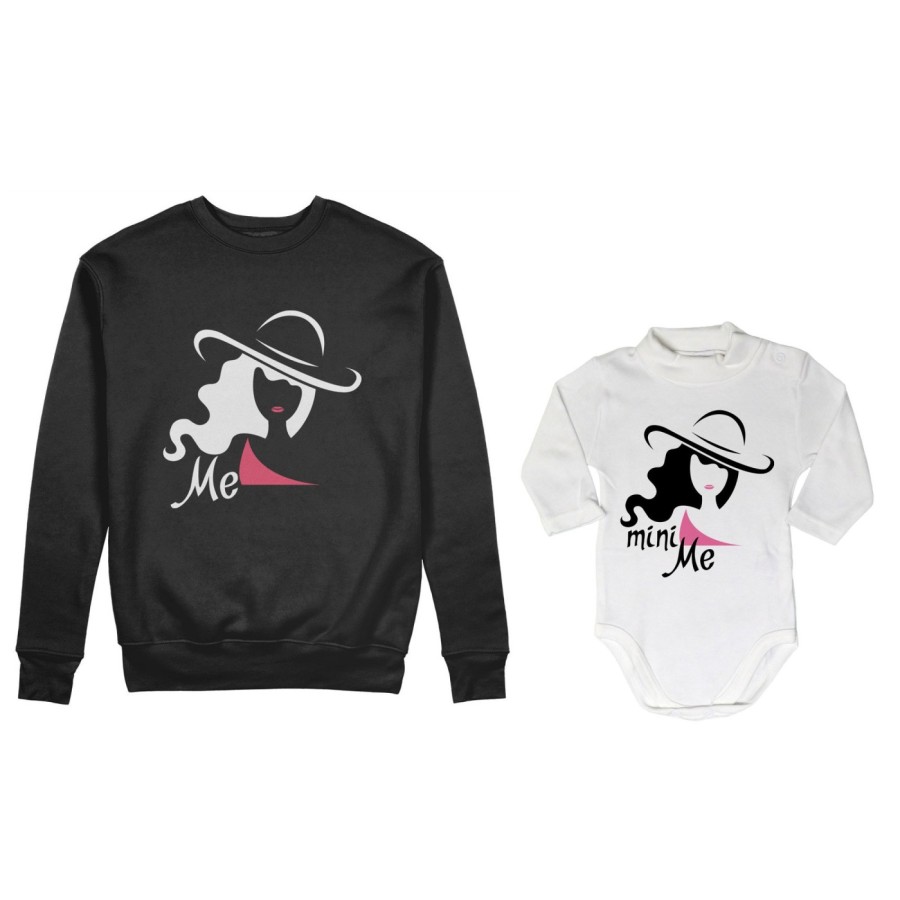 Coordinato felpe o body lupetto neonata madre figlia me model mini me model Per la mamma