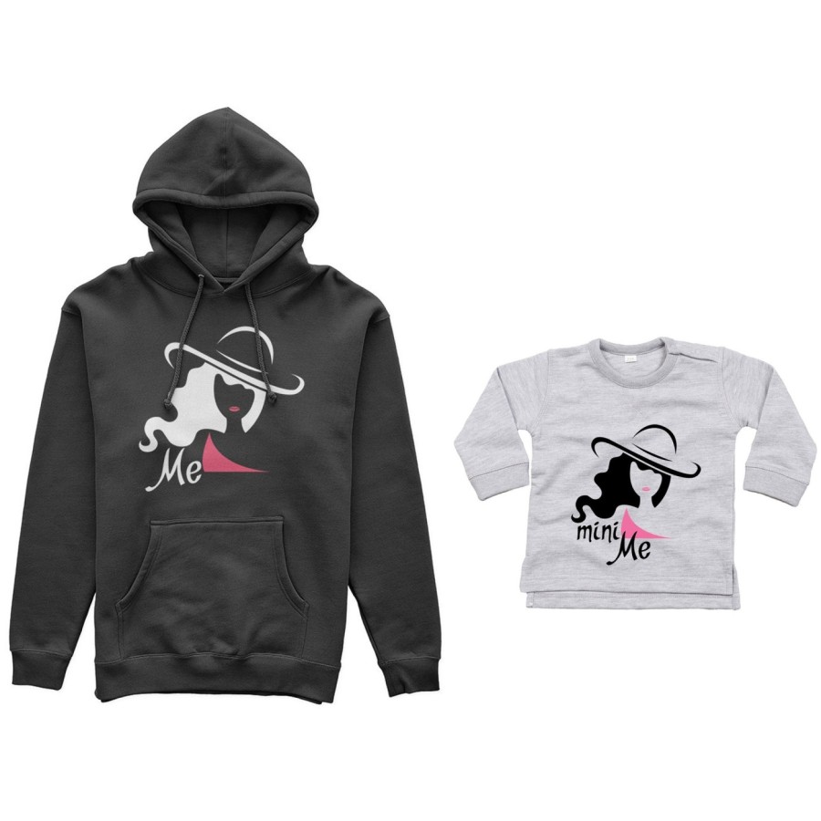 Coordinato felpe o body lupetto neonata madre figlia me model mini me model Per la mamma