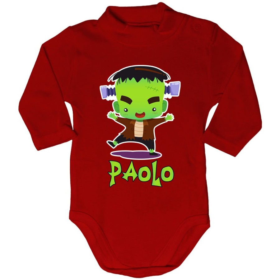 Body lupetto neonato personalizzato con nome piccolo frankenstein Halloween