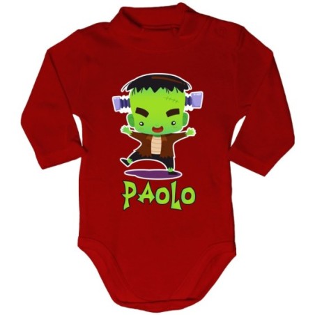 Body lupetto neonato personalizzato con nome piccolo frankenstein Halloween