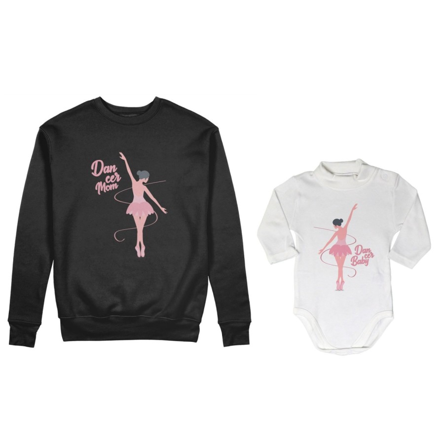 Coordinato felpe o body lupetto neonata madre figlia dancer mom dancer baby Per la mamma