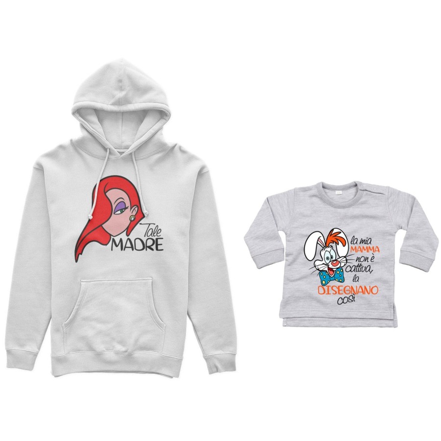 Coordinato felpe o body lupetto madre figlio jessica rabbit  la mia mamma non è cattiva la disegnano così Per la mamma