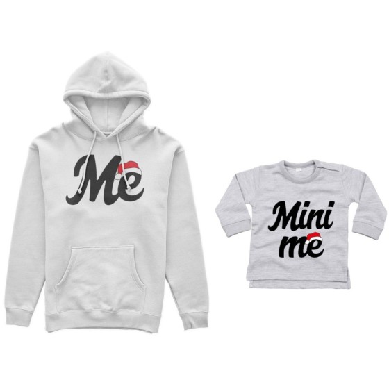 Coordinato felpe o body lupetto madre figlio personalizzabile me mini me con cappello natalizio Natale 2