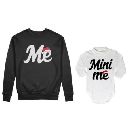 Coordinato felpe o body lupetto madre figlio personalizzabile me mini me con cappello natalizio Natale