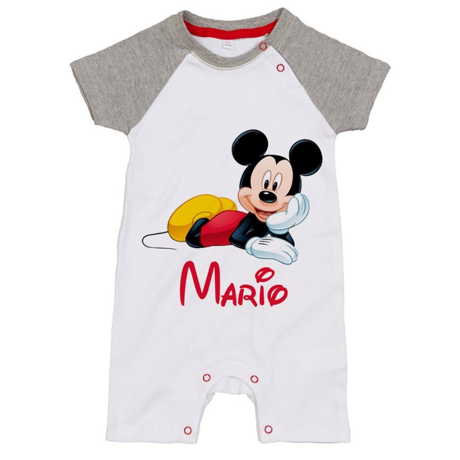 Pagliaccetto neonato personalizzato con nome mouse Cartoon